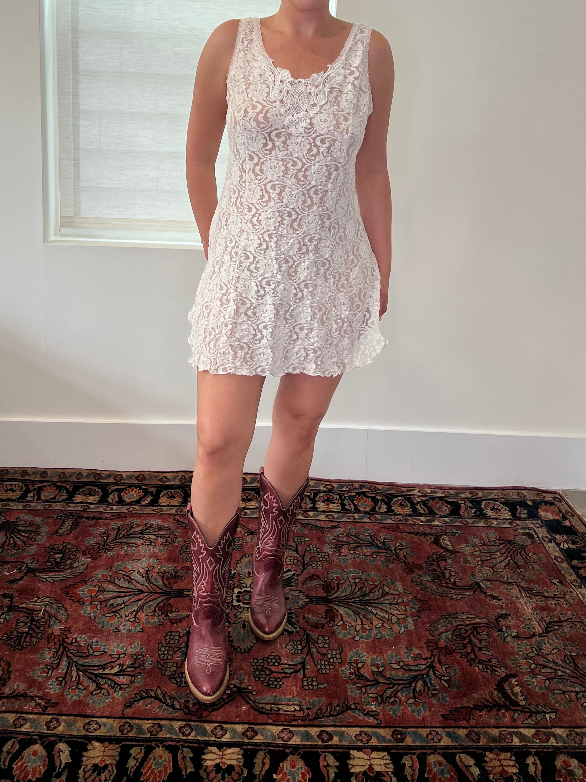 80s Stretch Lace Mini Slip