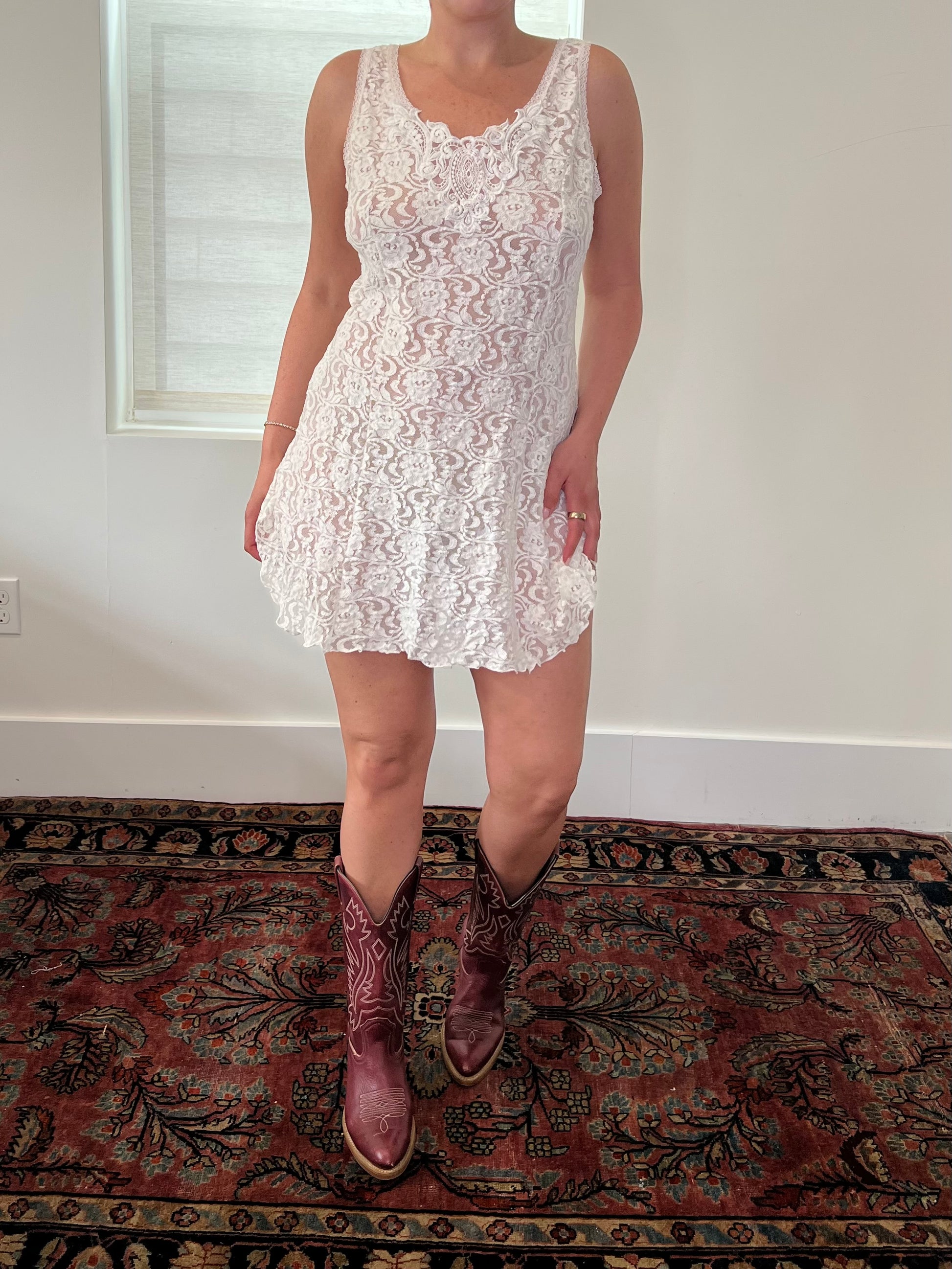 80s Stretch Lace Mini Slip