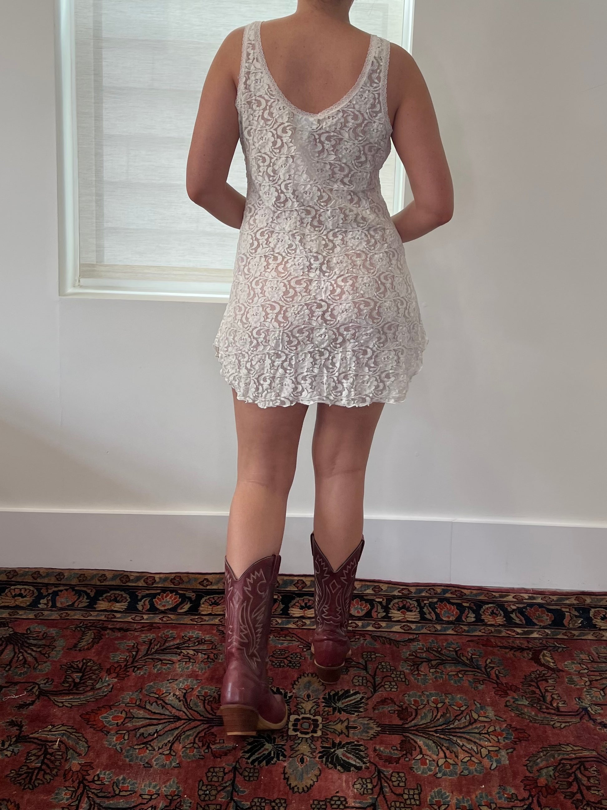 80s Stretch Lace Mini Slip