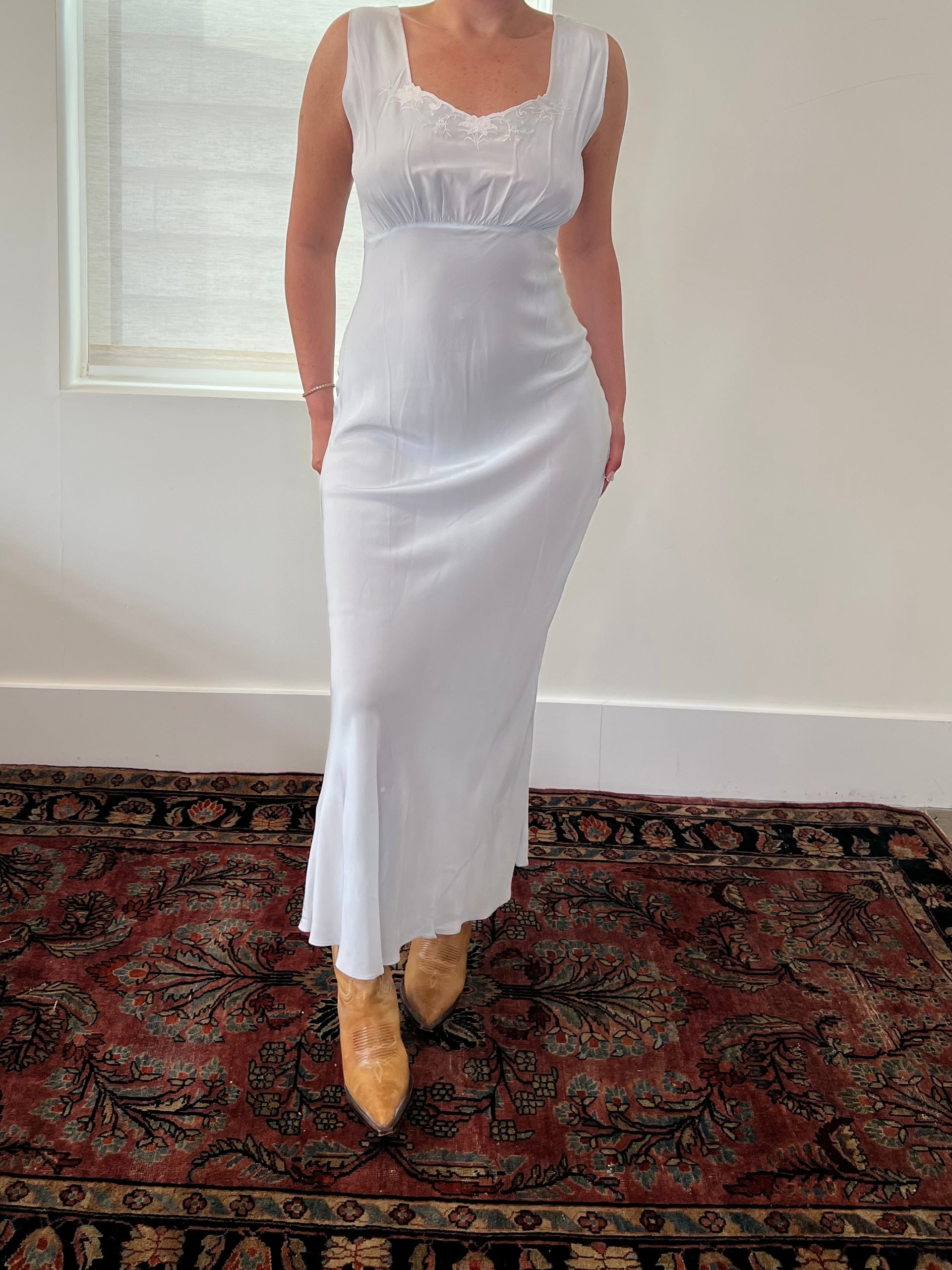1940s long dress Vintage 1940s Satin Long Sleeve Wedding Dress
