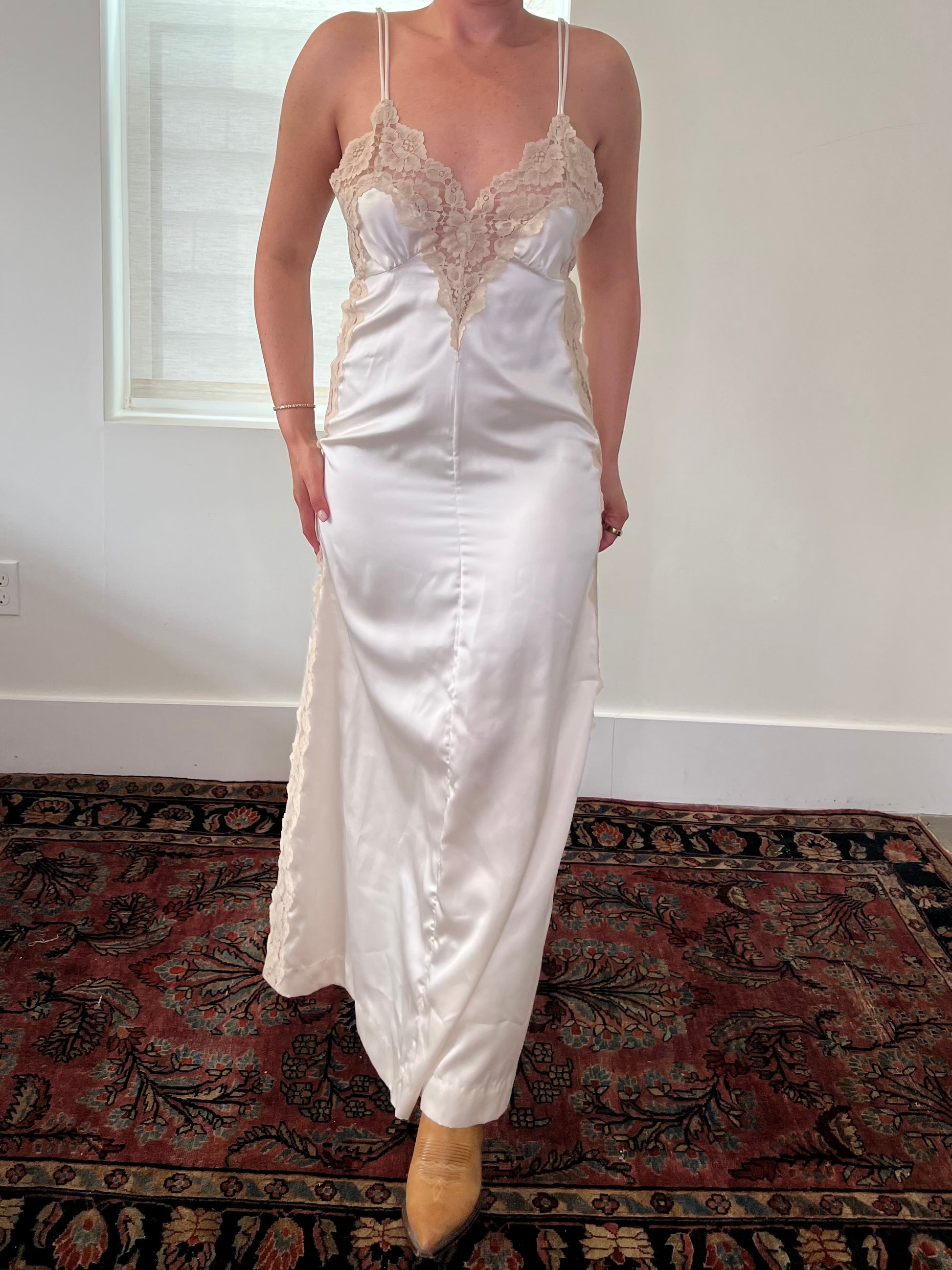 60s/70s Romantic Lace Maxi Dress