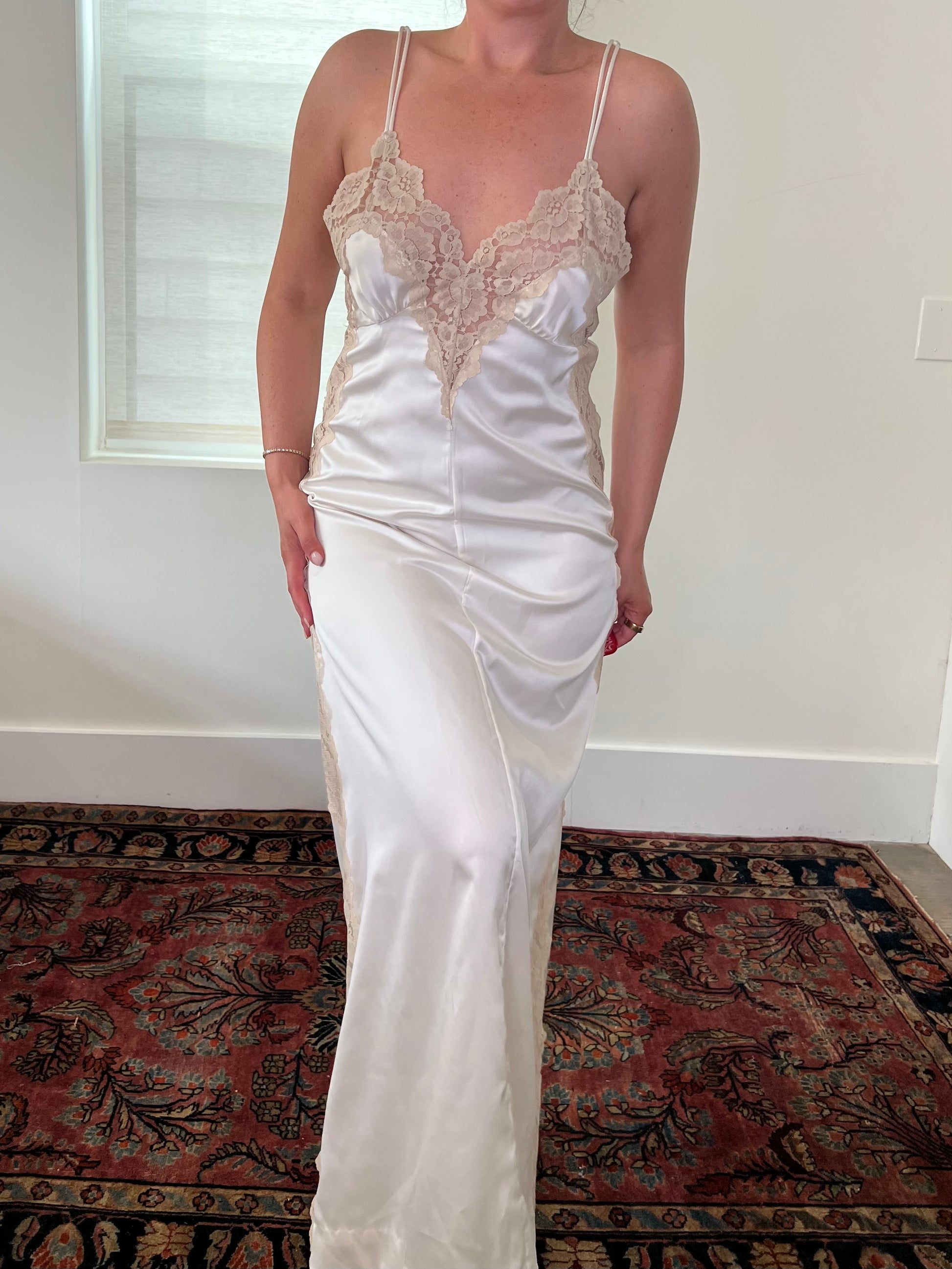 60s/70s Romantic Lace Maxi Dress