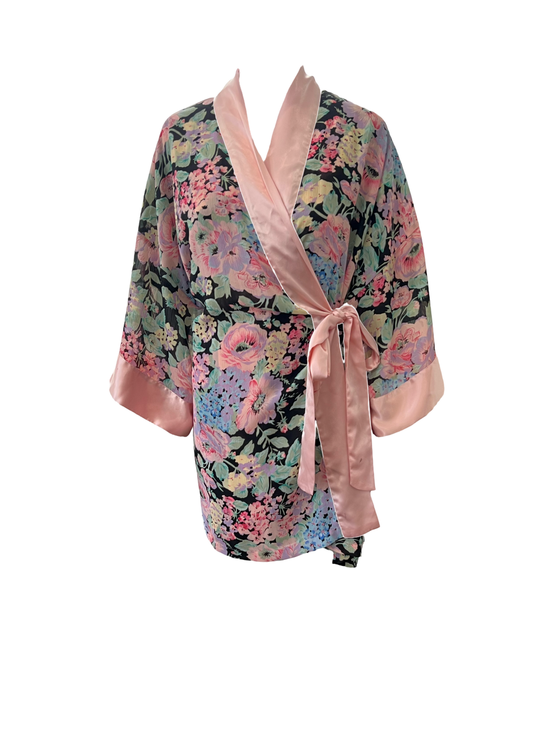 80s Floral Mini Dress & Robe