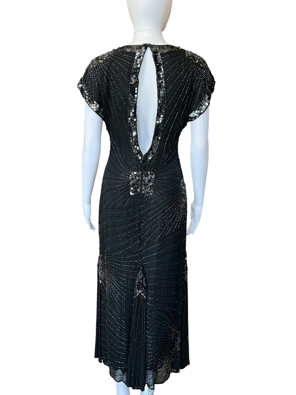 90s Gatsby Style Beaded 100% Silk Gown