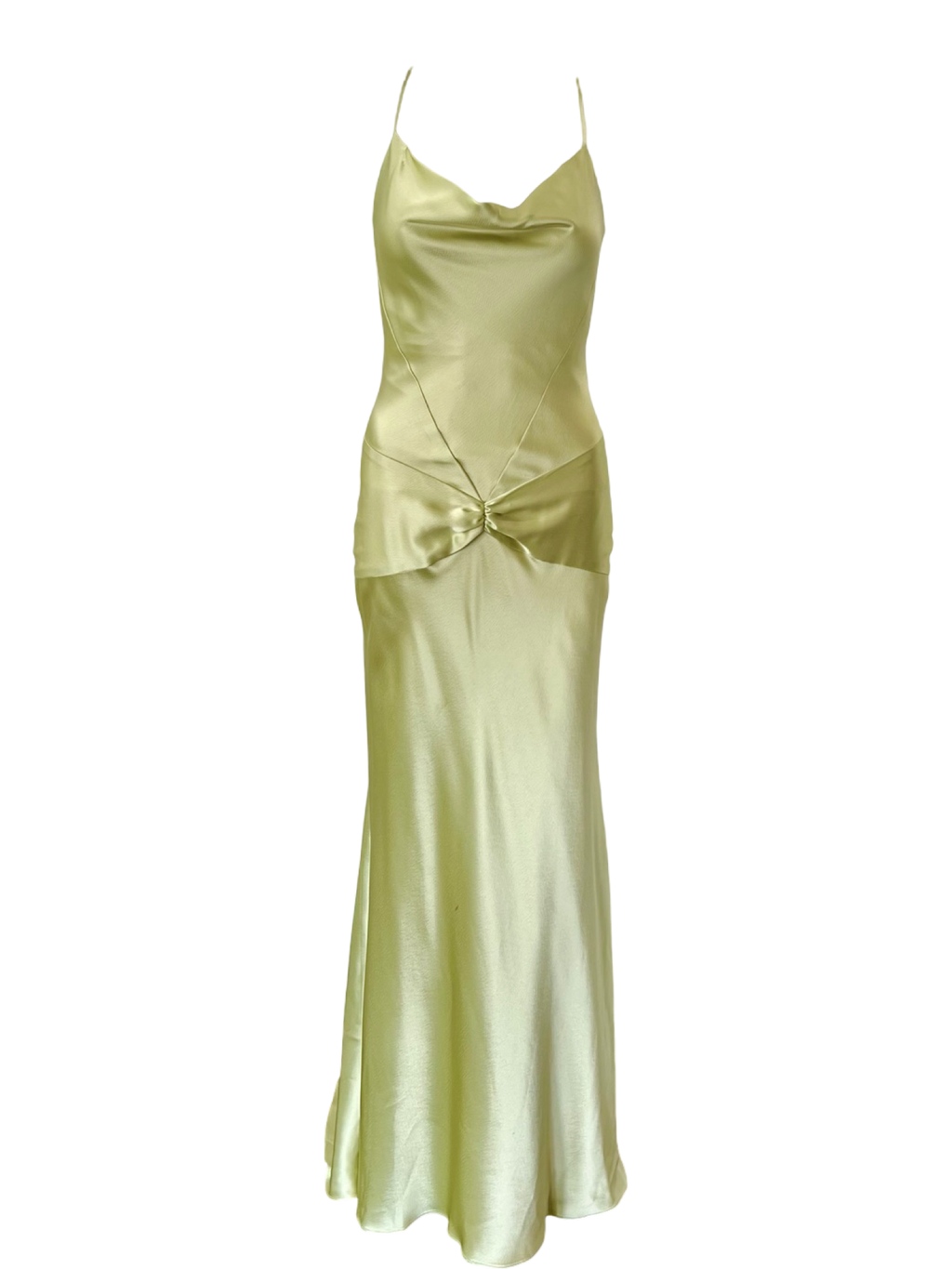 90s Chartreuse Open Back Gown