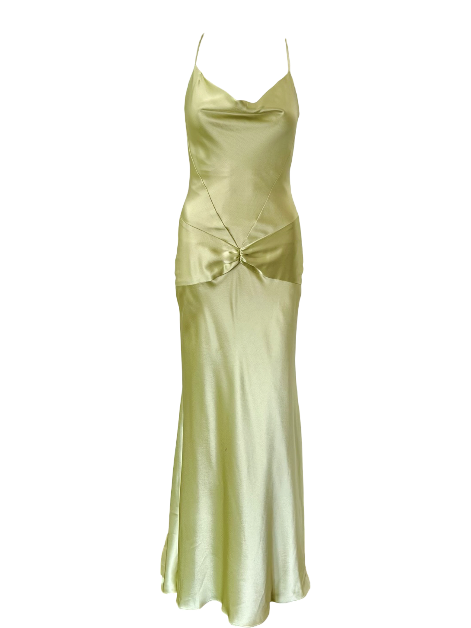 90s Chartreuse Open Back Gown
