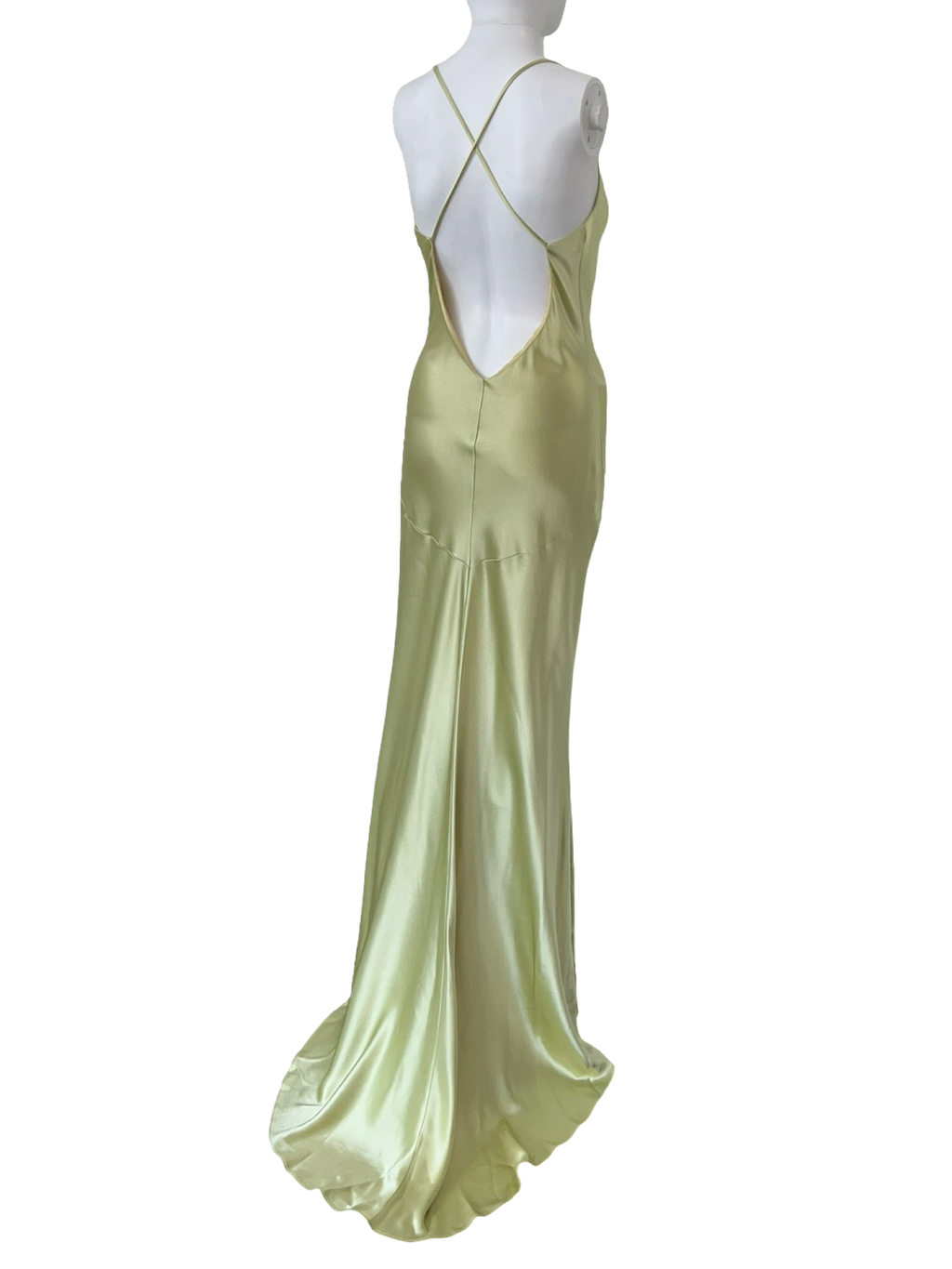 90s Chartreuse Open Back Gown