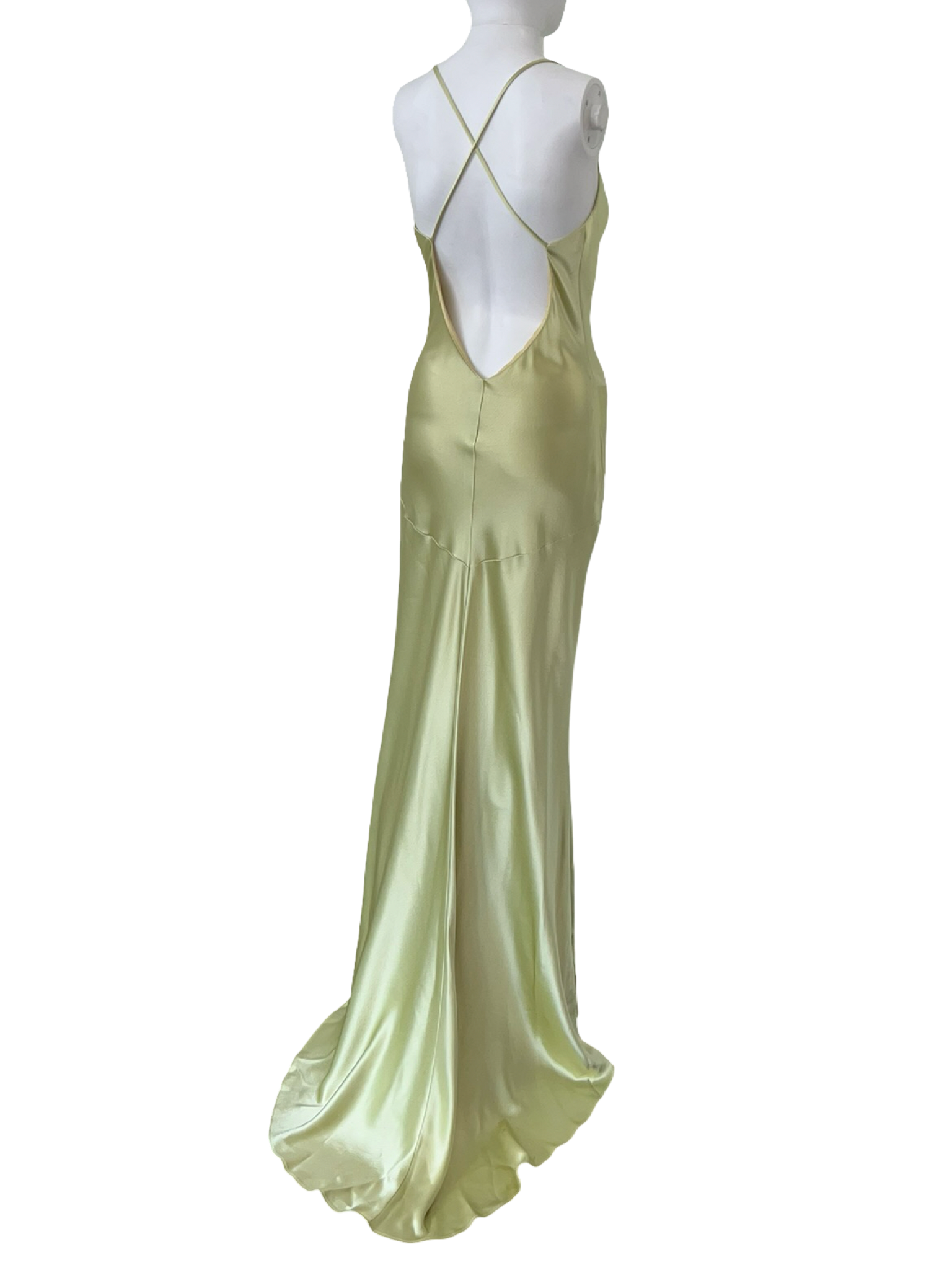 90s Chartreuse Open Back Gown
