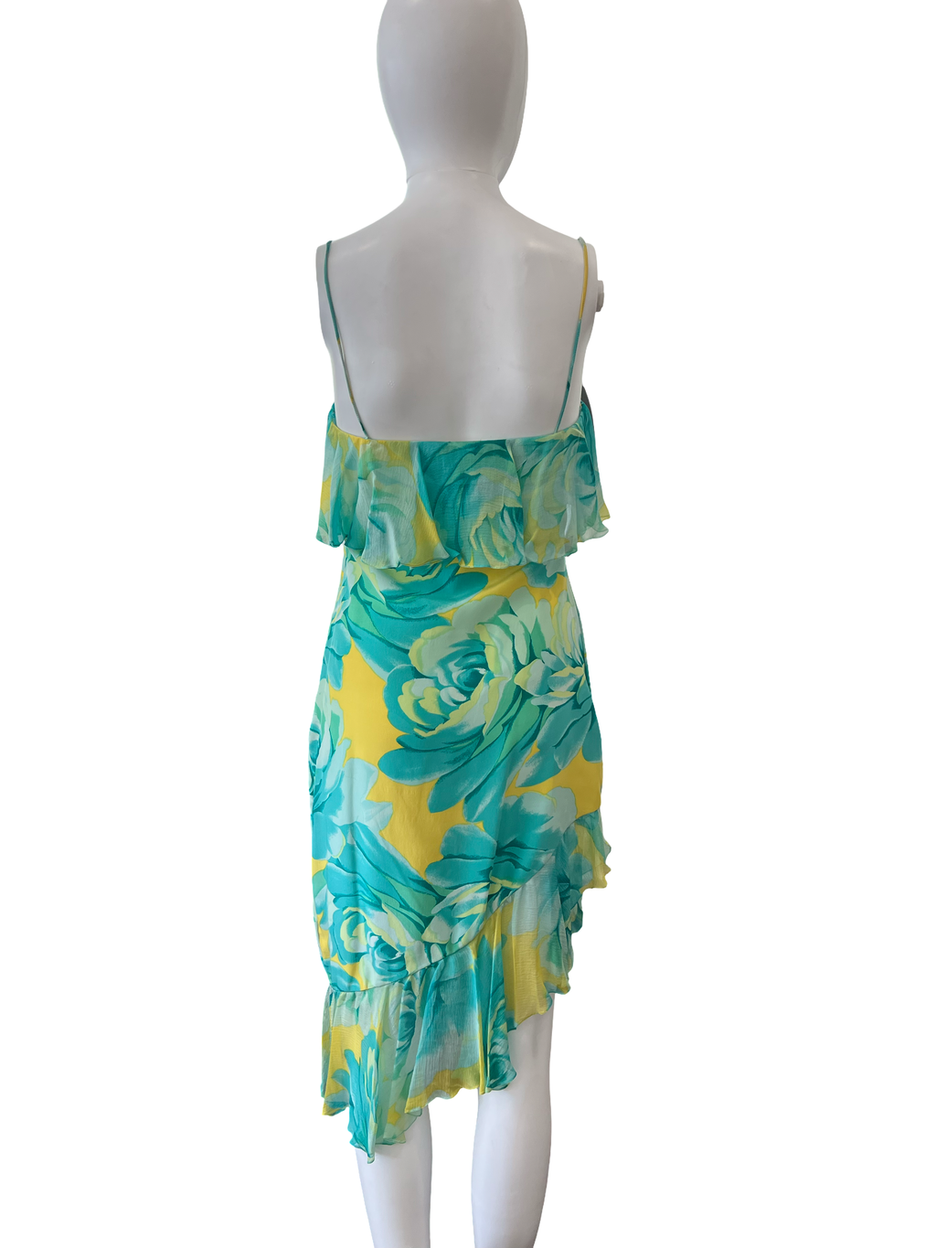90s Oscar de la Renta for Saks Fifth Avenue Floral Spaghetti Strap Dress