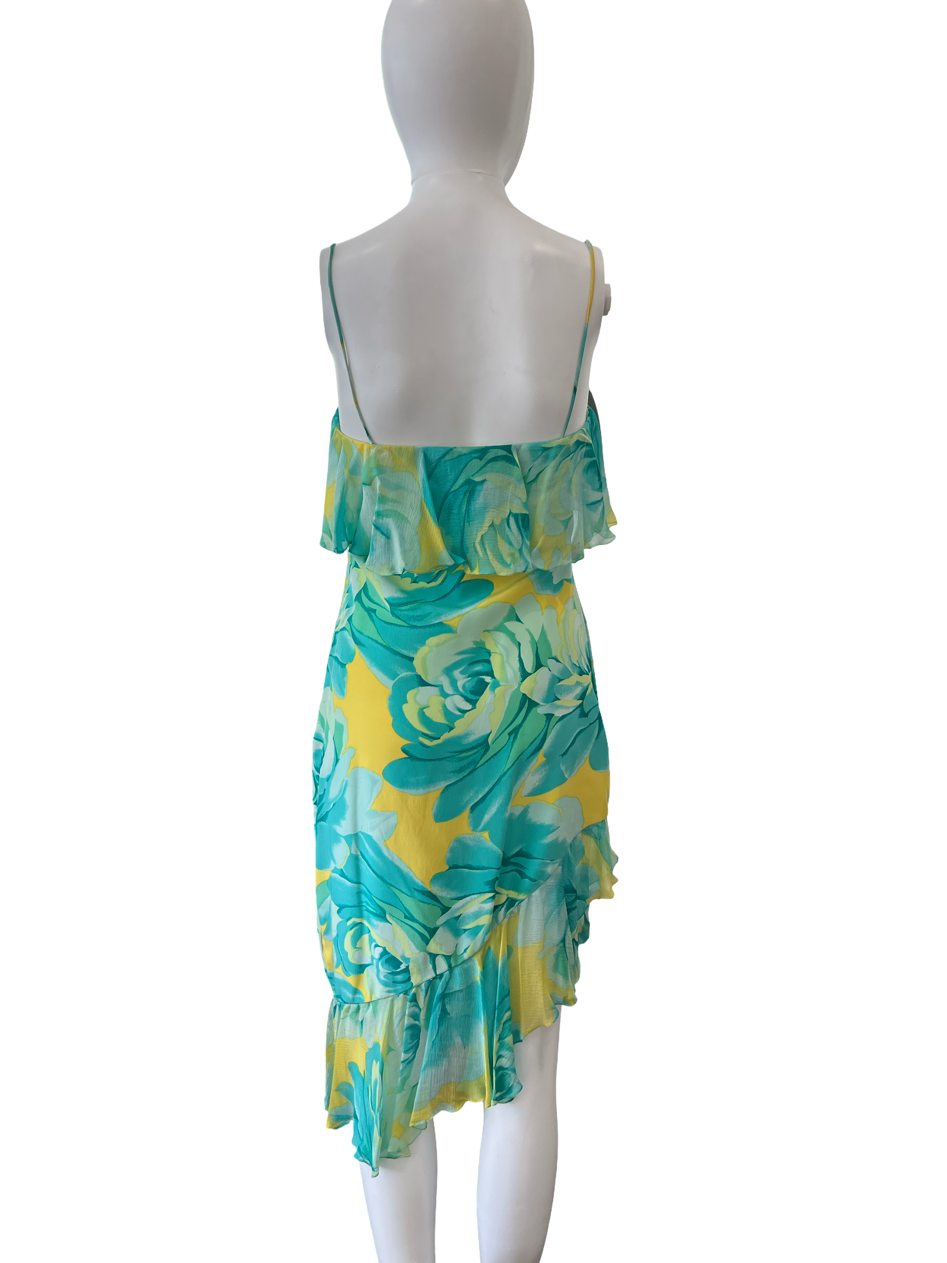 90s Oscar de la Renta for Saks Fifth Avenue Floral Spaghetti Strap Dress
