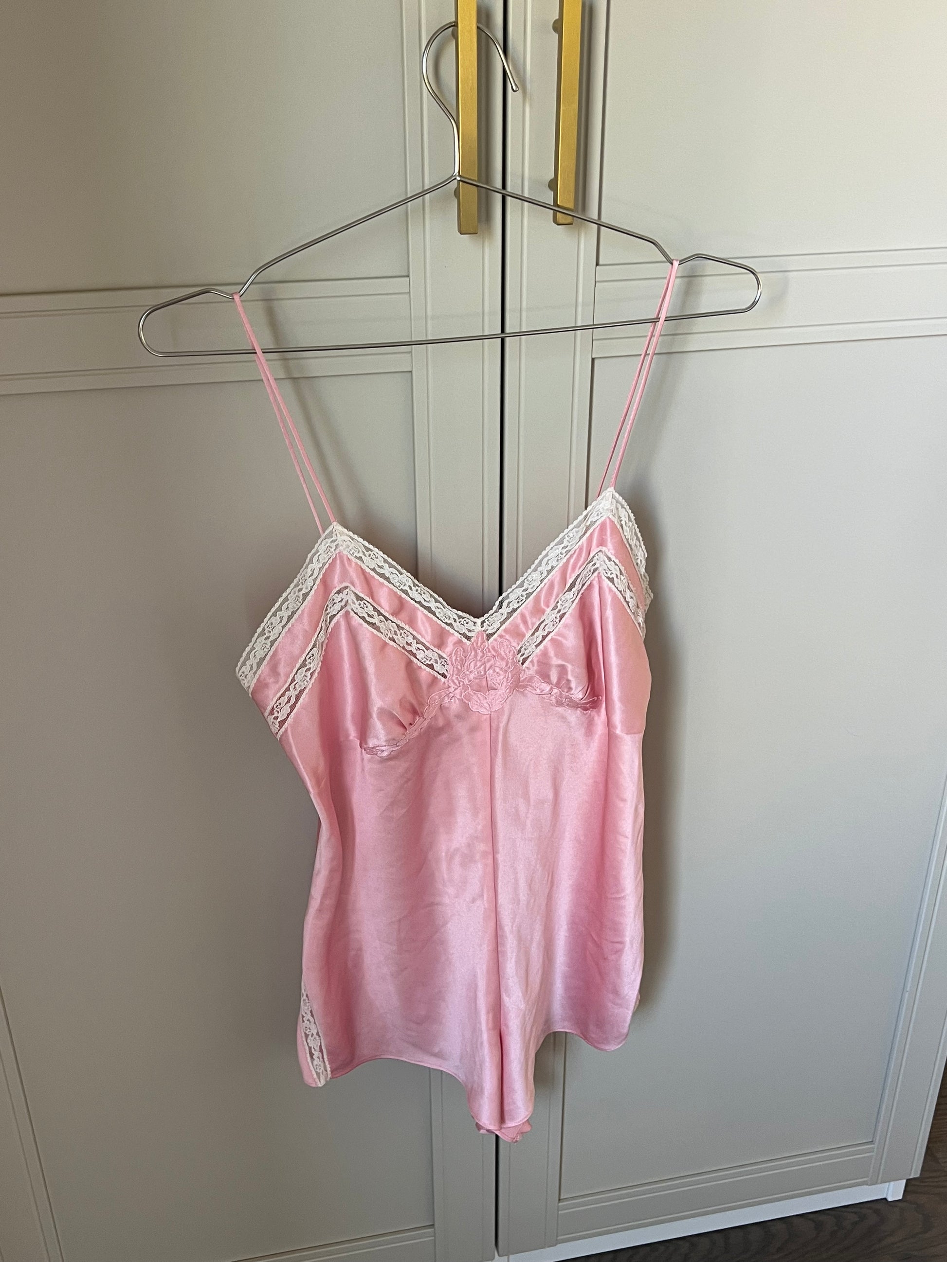 80s Romantic Pink Lace Teddy