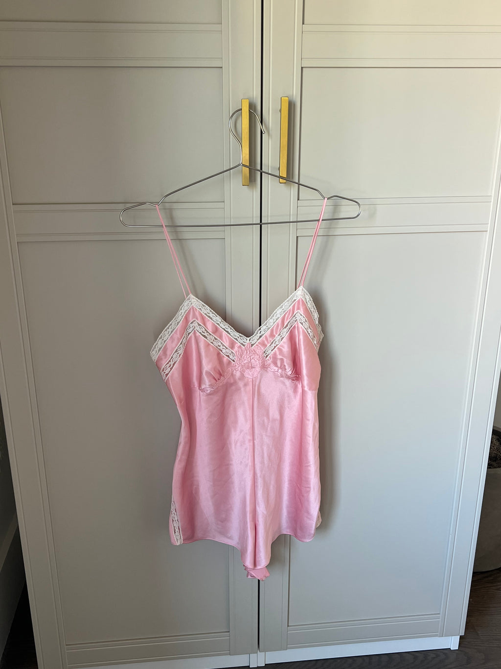 80s Romantic Pink Lace Teddy