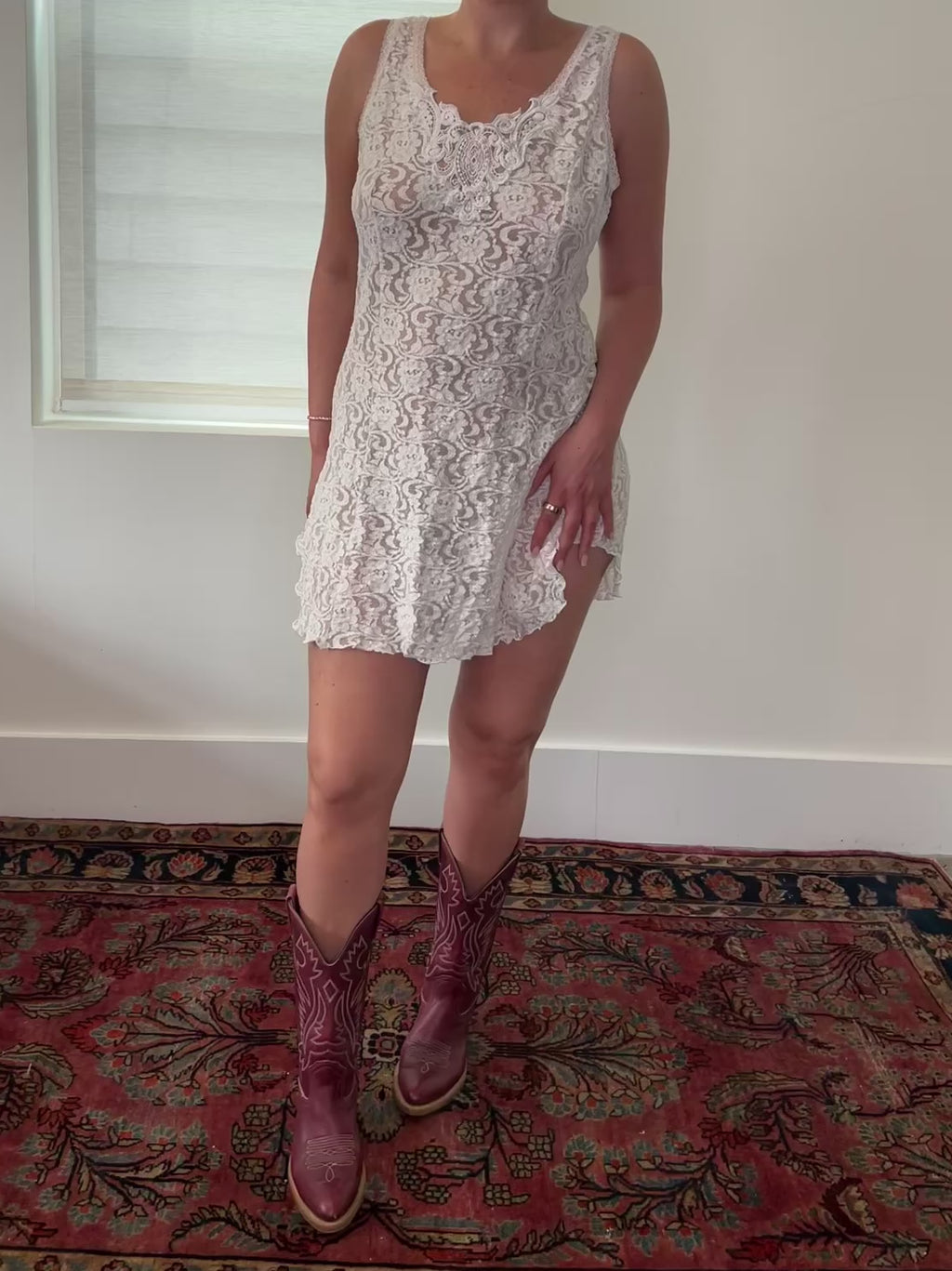 80s Stretch Lace Mini Slip