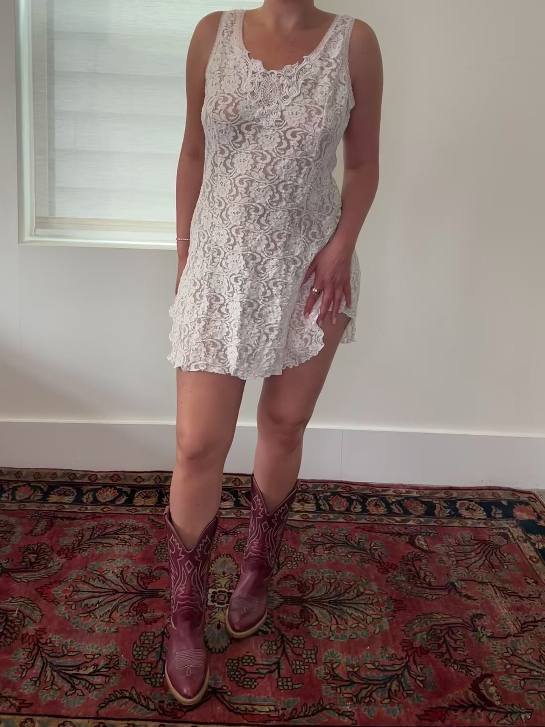 80s Stretch Lace Mini Slip